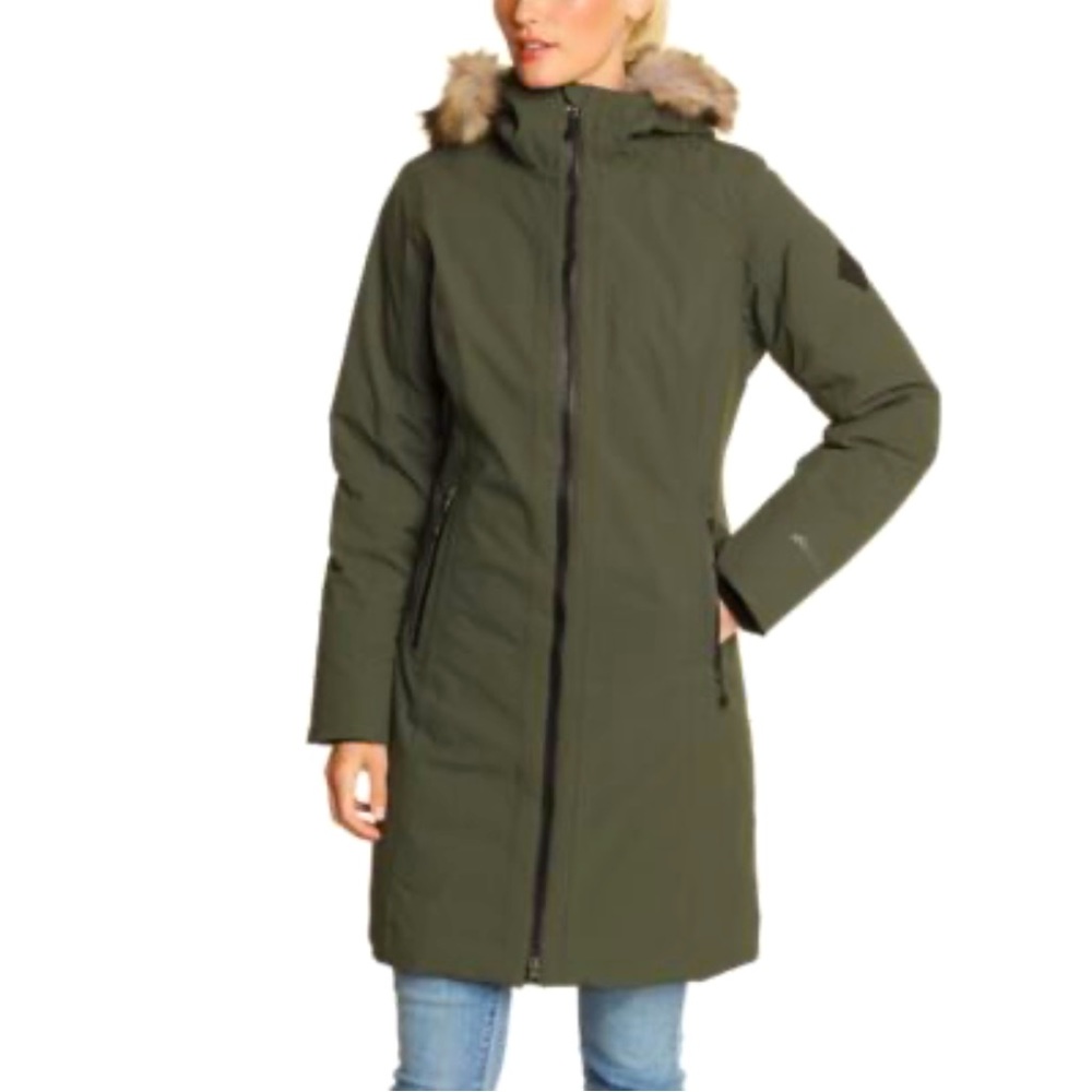 Eddie Bauer Olympia Down Stadium Parka, Forest Green, Waterproof NWOT XS Petite